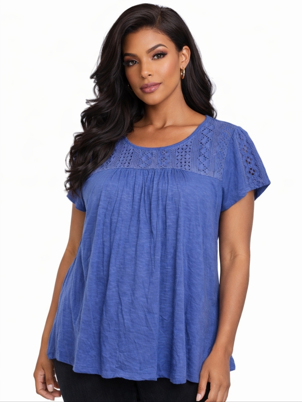 Women's St. John's Bay Blue Short Sleeve Tee L